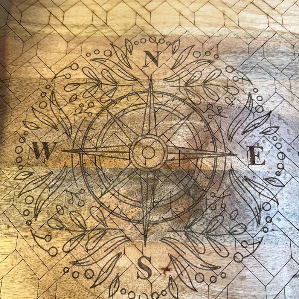 Compass Engraved Wooden Tray